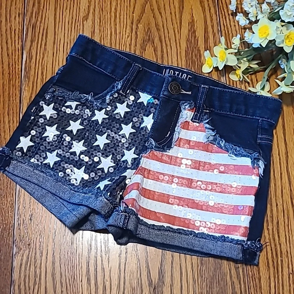 Justice Patriotic Denim Shorts